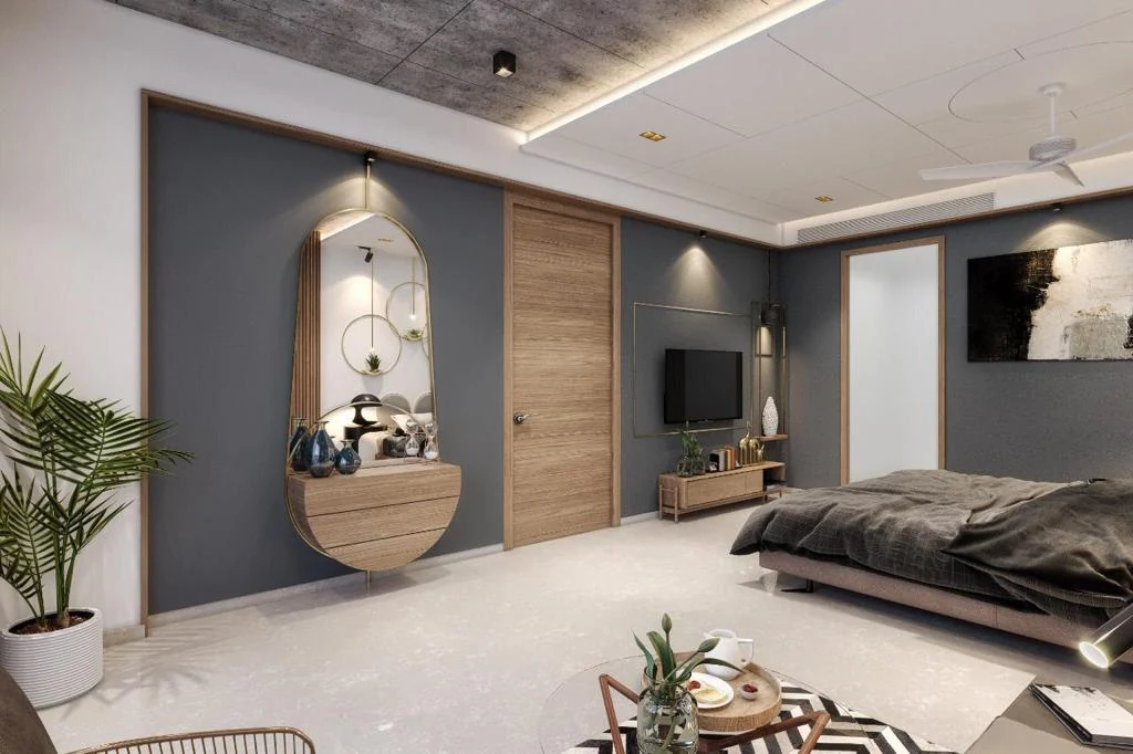 The sculpted bedroom from the Stallion Bedrooms design catalog